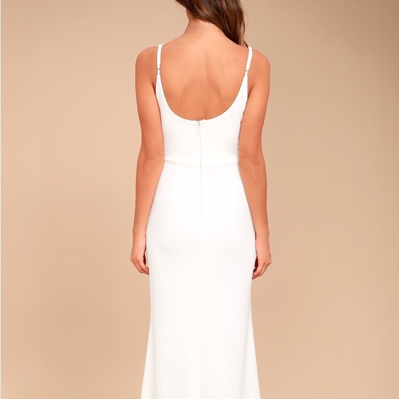 Lulu's "Infinite Glory" White Skinny Strap Flare Hem Maxi Dress Women's Medium - Picture 3 of 12